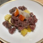 銀座 しのはら - お皿にあけたタルタルステーキ