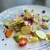 BURDIGALA MARUNOUCHI The Restaurant - 旬野菜の美食サラダ 塩麹のヴィネグレット。マッシュルーム・ズッキーニ・オクラなど生で。食感良くいただけるフレッシュな野菜たちは塩麹のソースが素材の持ち味を引き立てています。