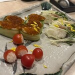 寿司を味わう 海鮮問屋 浜の玄太丸 - ・彩野菜寿司
胡瓜いくら、カイワレ茗荷、ミニトマト