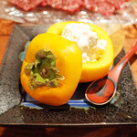 よろにく - ハラミにあわせる柿とフォアグラの白和え