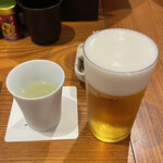 里葉亭 - ◎生ビール(サントリープレモル)(770円)
            ◎ゆずのお酒食前酒