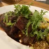 オランチョ - 牛ハラミの岩塩焼き バルサミコソース焼野菜添え。牛ハラミとバルサミコソースの相性がめちゃくちゃ良い。