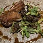 SHOLA - 青森県産銀の鴨　鴨本体のパリっとした皮も絶妙ですが　合わせて出されたサルシッチャもまた鴨の旨味が凝縮されて絶品でした