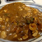 カレーショップ インデアン - シーフード (インデアンルー) 1,078円、大盛 220円(税込)、トッピング カツ 330円(税込)