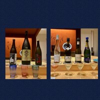 鮨 urag - (左)日本酒利き酒セット✨飲み比べ3種類✨
                    (右)ワインテイスティングセット✨ 飲み比べ3種類✨予約の件でお詫びにとサービスで4種類に✨どちらもuragおすすめのペアリングが楽しめるお酒です✩⋆*॰¨̮