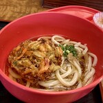 かわたうどん - かき揚げを落として