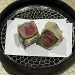 鮨ト酒肴 富かわ - 和牛サーロイン紫蘇巻き