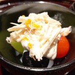 蓬左茶寮 - 渡り蟹のマスカルポーネチーズの白和え、シャインマスカットと巨峰とミニトマト添え