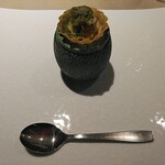Ristorante SHIKAZAWA - 苔をイメージした一品　下にはスープがありました。