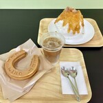 みほーすふぁーむカフェ - 料理写真:かき氷ハーフ ＆ 蹄鉄やき & ドリンクの お得なセットメニュー ٩(๑❛ᴗ❛๑)۶