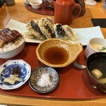 318815732 - ◇ 活きうなぎの梅肉天ぷら定食　白米をうなぎご飯に変更　税込3,630円