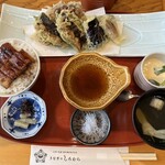 318815731 - ◇ 活きうなぎの梅肉天ぷら定食　白米をうなぎご飯に変更　税込3,630円