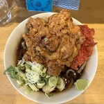 一〇そば - 冷やし太蕎麦(大盛り､ジャンボゲソ天､紅しょうが天)