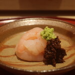 鮨 しみづ - 5日間熟成 甘海老 海老味噌添え