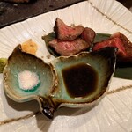 肉割烹 英 - 黒毛和牛焼物二種 サーロインステーキ 和牛赤身の炭火焼