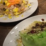 鯛のカルパッチョとアンチョビキャベツ