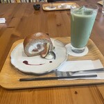 キッサ マシマロ - 無花果のロールケーキ&抹茶ミルク