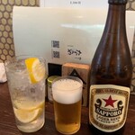 たまや 吉祥寺 - サッポロ赤星と生レモンサワー
