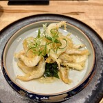 酒菜 竹さき - モロヘイヤのエビ風味お浸しと白エビの天ぷら