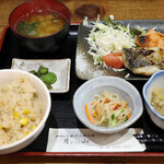 月山 - とうもろこしご飯と銀鮭とさわらの西京焼