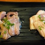 七輪焼肉 安安 - 1,500円コース・厚切り豚バラ・鶏せせり(2人前) 