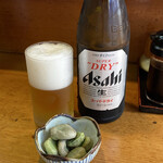 かつ富 - 料理写真:ビール＋お通し
