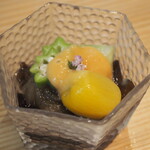 田舎割烹 にし川 - きくらげ＆オクラ＆ブドウ