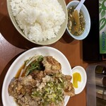 中華料理 大連 - 唐揚げネギソースかけ定食（ライスは大盛り）