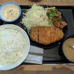 松のや - ロースかつ&油淋鶏(3個)定食1170円-180円アプリクーポン+ポテサラクーポン券無料