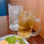 産地直送伊勢海老＆旬魚鮮肉 居酒屋 北の幸 - 最初の1杯、ジンジャーエールに炭酸水。秒で出てきて感動しました