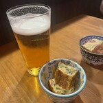 中華バル 藍天 - お通しはゴーヤ入りのたまごやき