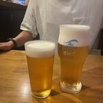 中華バル 藍天 - 生ビール（プレモル香るエール）大と中