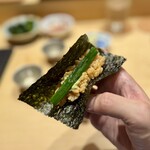 鮨結う紬 - あん肝の手巻き寿司