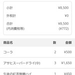 炭火焼肉 塩ホルモン もん太 - こんな感じで会計金額も確認。