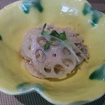 弓 - 蓮根のたらこ和え