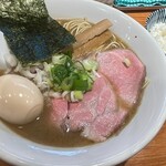 焼きあご煮干しらぁめん はなかぜ - 味玉濃厚らぁめん(¥1,170),ライス(¥170),替え玉(¥180)