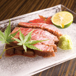 ■ Grilled Japanese black beef served with freshly grilled wasabi