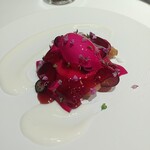 シェ ケンタロウ - イチジク・ピオーネと紫蘇のゼリー