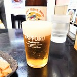 味楽 - 管理の行き届いたコップでいただくビールは、旨さが増します。