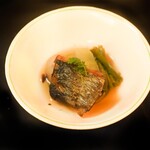 Higuchi - Simmered Herring with Winter Melon, Small Potatoes, and Fern Shoots