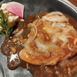 たてしな湖畔エプロンマーク - スィートジンジャーポーク近影。相変わらず旨し！マッシュポテトもトロトロでソースととても合う♪