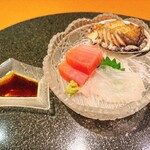 厨 花膳 - 中トロ 蝦夷鮑 活〆平目