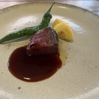 セミーナ - 蝦夷鹿のお肉（小サイズ希望して） ししとう  とうもろこしのクリーム付け合わせ