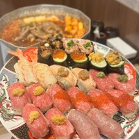 黄金出汁しゃぶと江戸前寿司 肉のあさつ 梅田お初天神店 - 肉寿司、お寿司も食べ放題