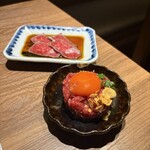 厳選焼肉 一石三鳥 - ユッケと牛刺し