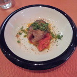 骨まで食べられるさばのコンフィ　ソースピペラード