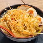 麺場 田所商店 - 北海道味噌 肉ネギラーメン＋味噌漬け炙り焼豚1枚+味噌漬け煮玉子  (辛味噌添え)