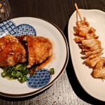 鶏っこ商店 - つくね2人前笑(1人1切れ)   皮串