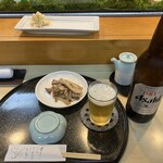 八州鮨 - お通し&ﾋﾞｰﾙ