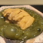 日本料理 晴山 - 鮑ぐつぐつに肝ソースと雲丹しゃり